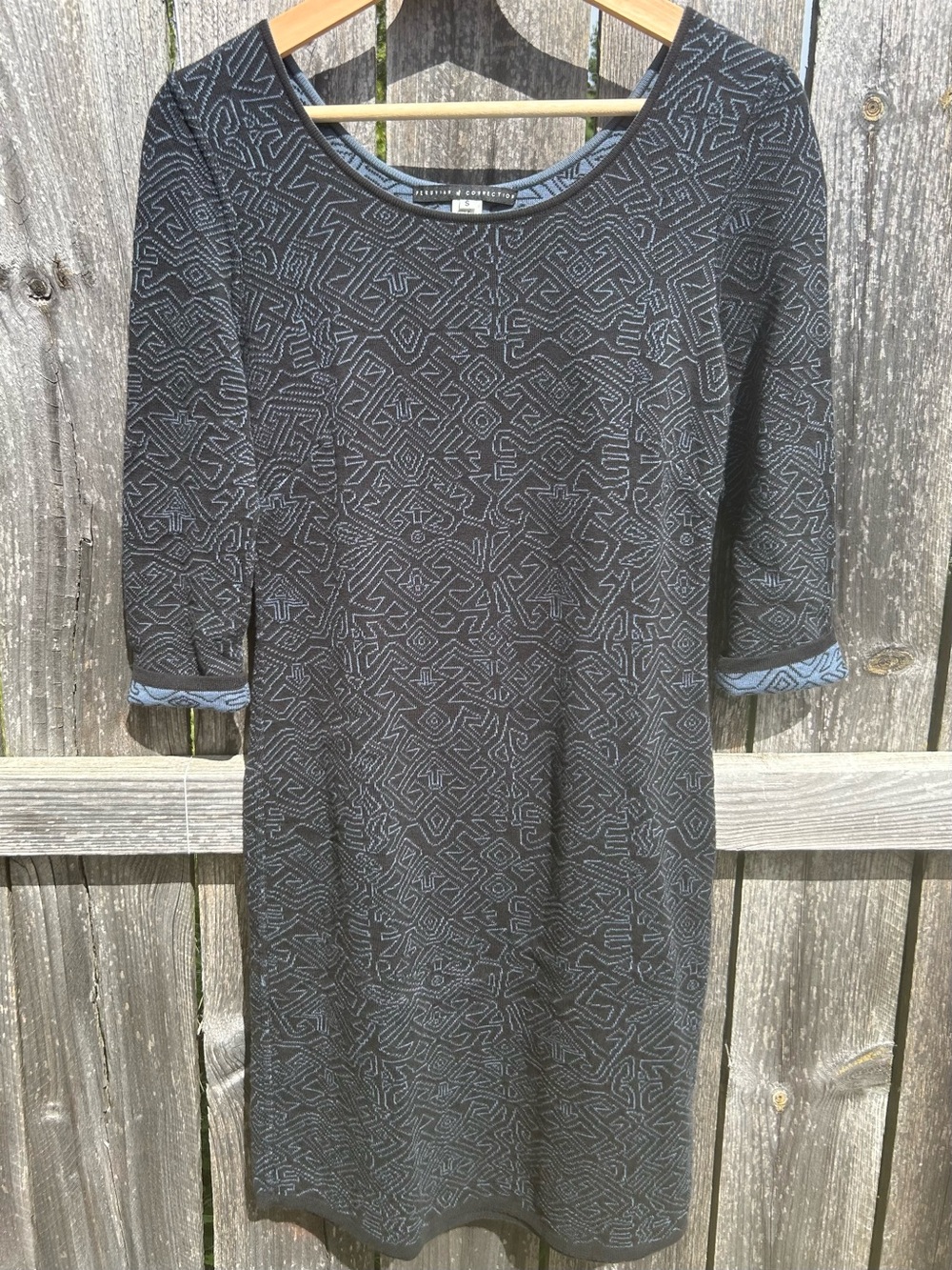 Knit Sweater Dress Peruvian Connection Geometric Jacquard Pima Cotton S